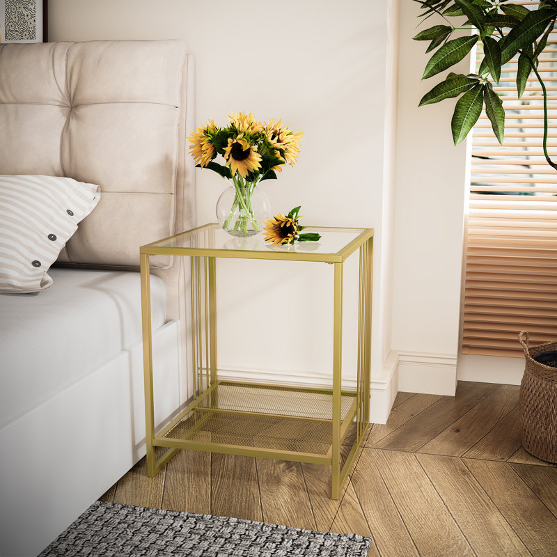 Darleen Glass Top Frame End Table