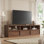 Meuble télé 70 po Mid-Century pour téléviseurs de 80 po avec tiroir et rangement