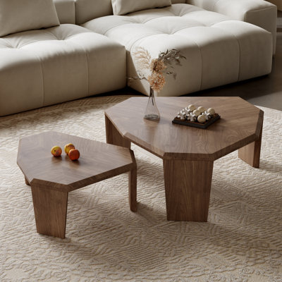 Modern Nesting Coffee Table Set, Minimalist Style Living Room Tables for Office & Lounge