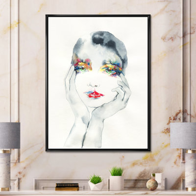 Portrait rétro d'une femme avec des lèvres rouges II - œuvre d'art sur toile glamour
