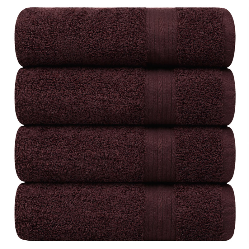 Como Bath Towel Set 100% Cotton Super Soft and Absorbent, Brown, Bath Towels - 4 Pack