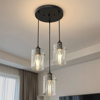 3 - Light Dimmable Linear Cylinder Kitchen Island Pendant