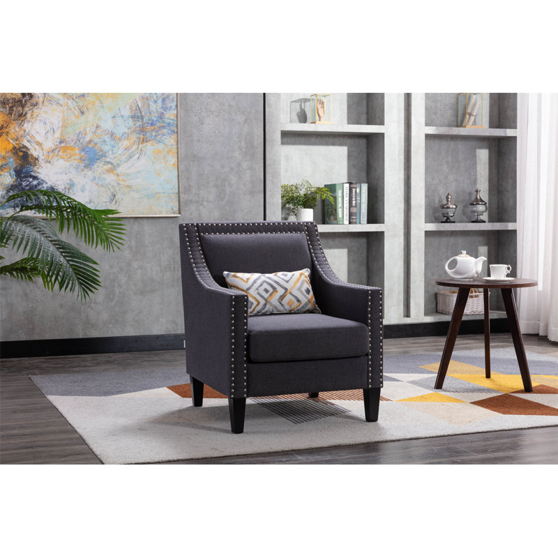 Méridienne capitonnée de 26,8 po de largeur, Gris anthracite