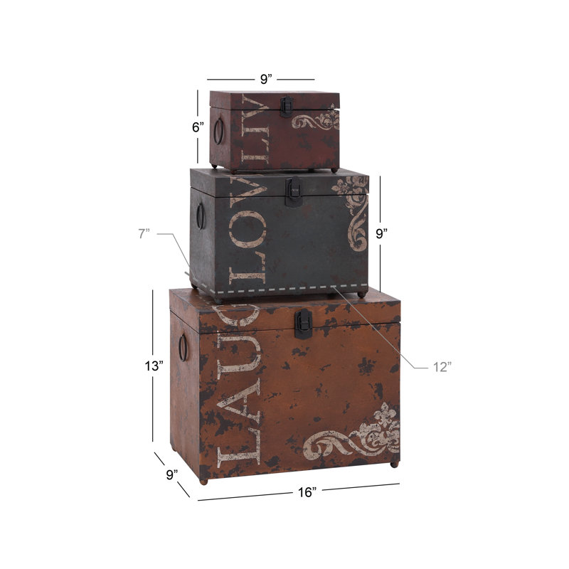 Camarillo 3 Piece Metal Decorative Trunk Set