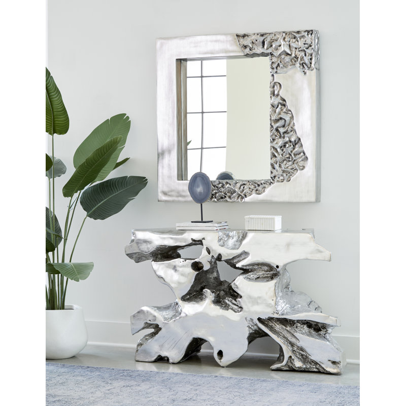 Venice Silver Leaf Freeform Wood Console Table