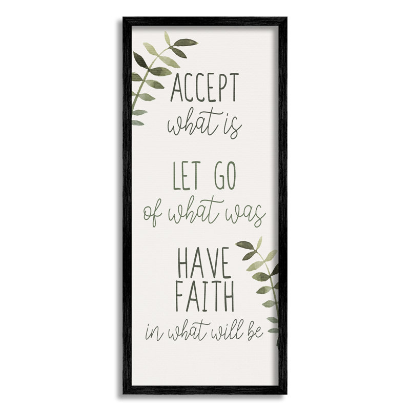 Accept and Have Faith par Kim Allen, H 24 po x l 10 po x P 1,5 po, Giclée encadrée noir minuit