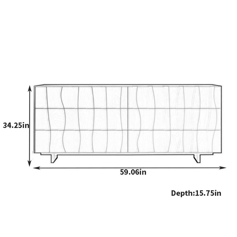 Large-Capacity Kitchen Sideboard, 34.25" H x 59.06" W x 15.75" D