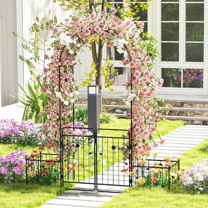 Arche de jardin avec barrière et jardinières Moccha