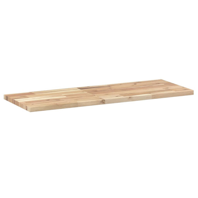 Floating Shelf Untreated Solid Wood Acacia, 2cm H x 100cm W x 30cm D, Light Brown/Black