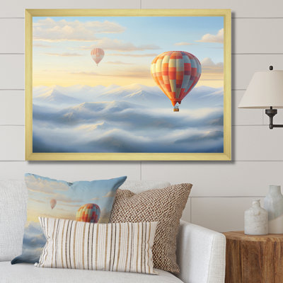 Orange Hot Air Ballon Horizon I - Transportation Canvas Art Print
