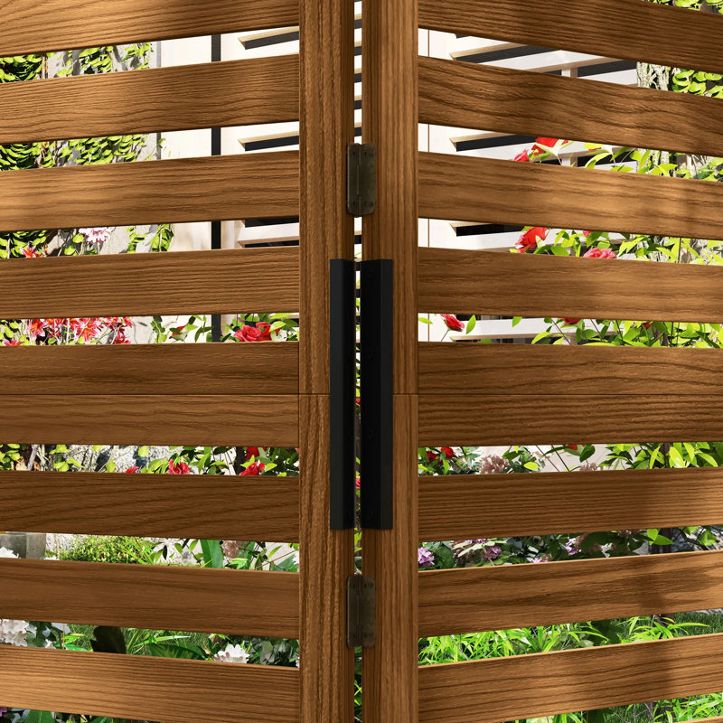 Panneau de treillis en bois 62,5 po x 19 po x 66 po avec 4 bacs à fleurs, écran de jardin surélevé autoportant, clôture d'intimité en bois naturel pour patio, cour arrière