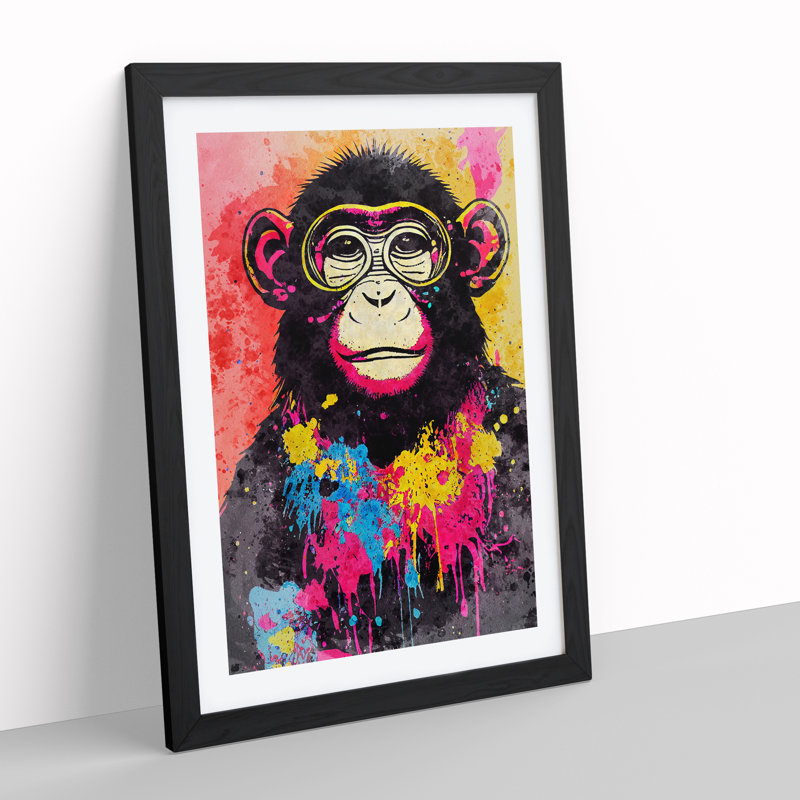 Monkey Paint Splash No.4 - Framed Print, Black, 64cm H x 46cm W x 2cm D