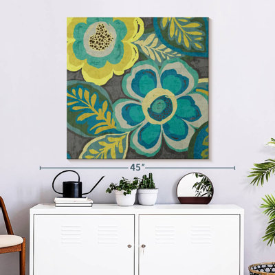Harnek Floral Assortment Teal On Dark Grey II