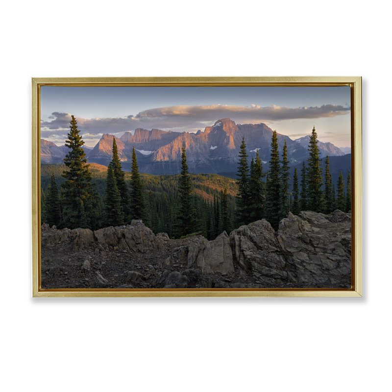 Toile flottante encadrée Diurnal Mountain, Cadre flottant métallique doré, H 21 po x l 31 po
