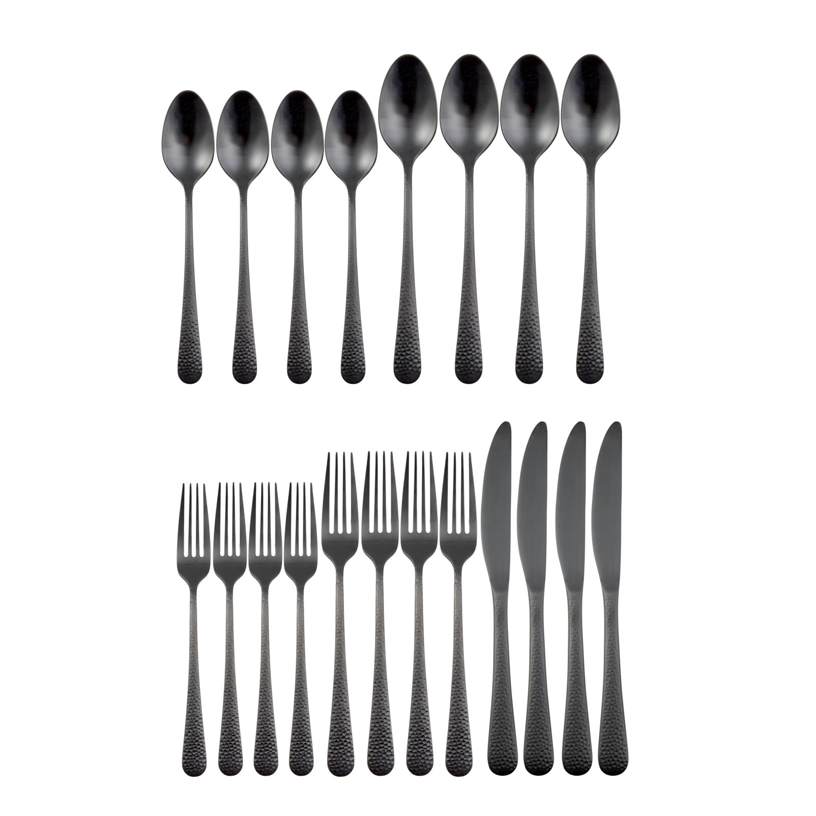 Keene 20 Piece Flatware Set, Service for 4, Black Satin