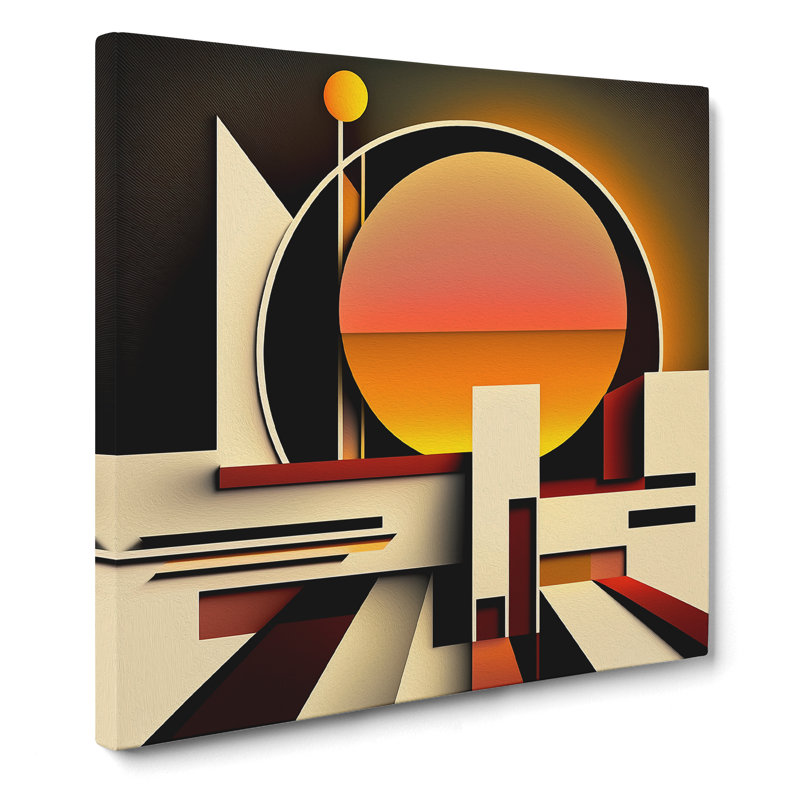 Art Deco Sunset Suprematism - Print, 35cm H x 35cm W x 3cm D
