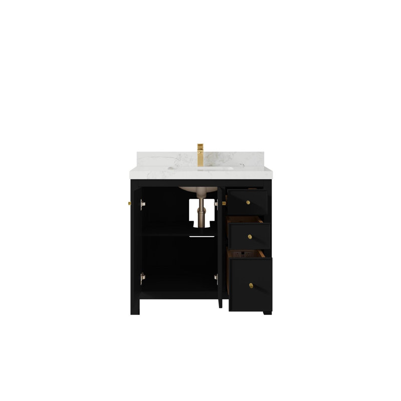 Ensemble de meuble-lavabo simple 36 po Chicago, Calacatta Nuvo