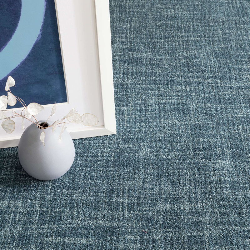 Crosshatch Denim Hand Micro Hooked Wool Rug, Rectangle 2' x 3'