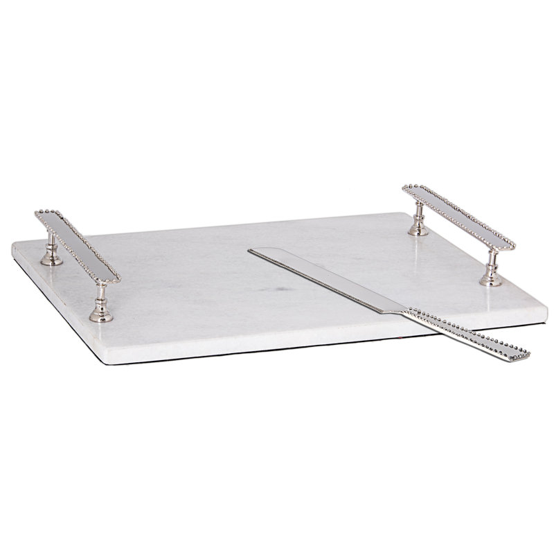 Plateau de service en granite challah avec couteau Leidesdorff, Marbre