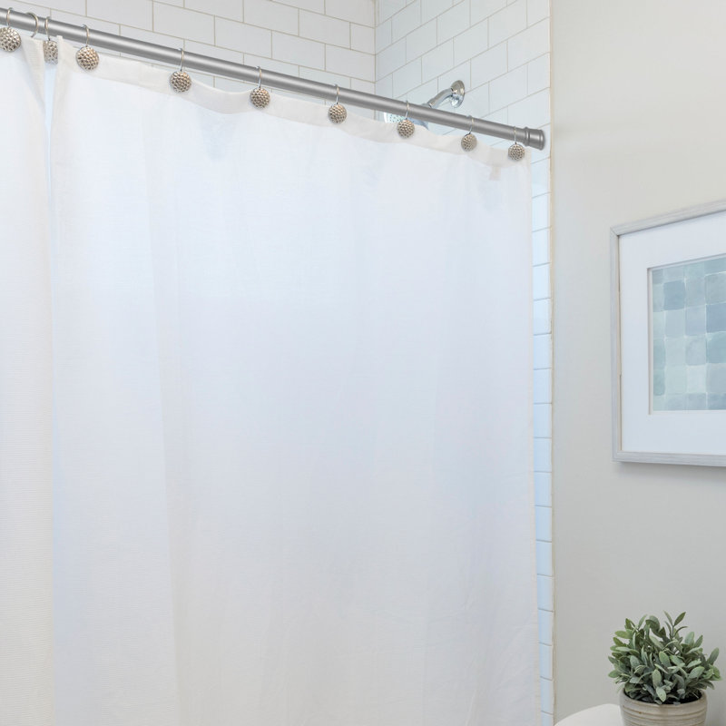 Adjustable Silver Steel Tension Shower Curtain Rod, 41-76 Inches