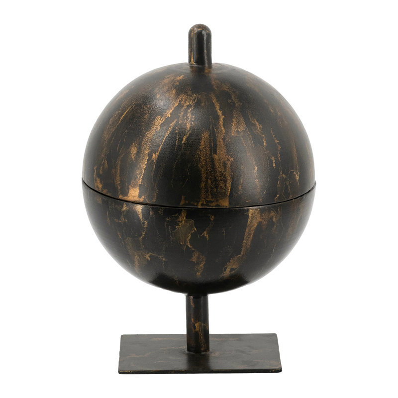 Black & Gold Iron Orb Sculpture Tray – Iron Sculptural Hidden Storage Tray, Modern Charm & Sturdy Design,living Room/entryway/bedroom Home Decor