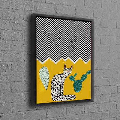 Vibrant Yellow Cat Design on Sturdy Cotton Canvas Ideal for Large Wall Art Enhancing the Aesthetic Appeal of Your Living Space