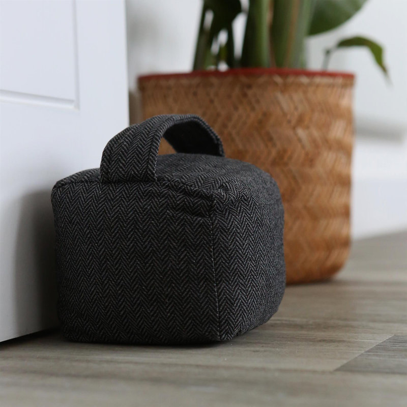 Nicola Spring - Herringbone Door Stop - 16 x 16cm - Grey