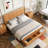 Solid Wood High Headboard Sleigh Bed with 64" Storage Space-1839219069-1839218947