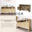 3-Door Sideboard With 3 Drawers - Modern Solid Ash Veneer MDF Sideboard-1163501869