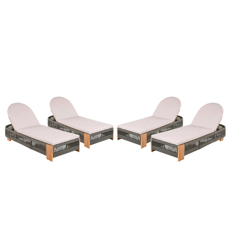 Outdoor Chaise Lounge Chair, Acacia Wood Pool Chair With Adjustable Backrest And Cushion, Outdoor Lounge Chair For Beach, Yard, Or Poolside