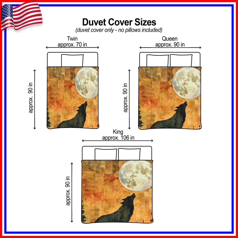 Housses de couette loup silhouette lune, Lit simple