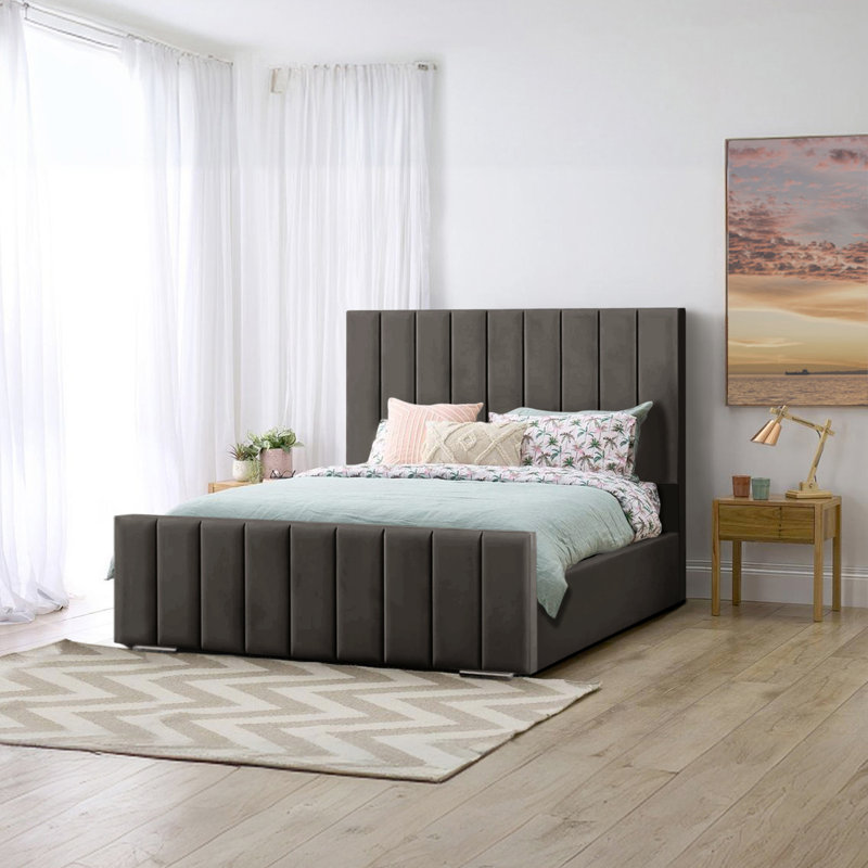 Arlon Upholstered Bed, Asphalt, Single (3')