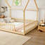 Lits pleine grandeur à structure de maison, lit à plancher en bois de pin, chambre d'enfant de ferme