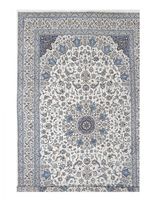 Tapis ivoire en laine et en soie de conception unique 15 pi 8 po x 25 pi 11 po