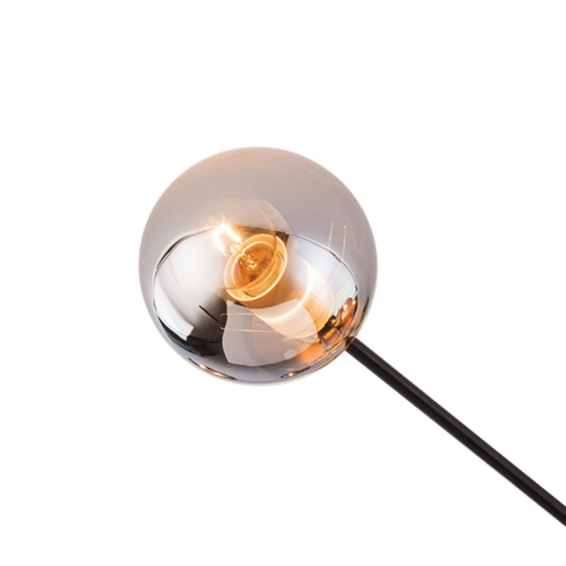 Plafonnier semi-encastré 6 lumières Mid-Century Spoutnik doré moderne avec globe en verre