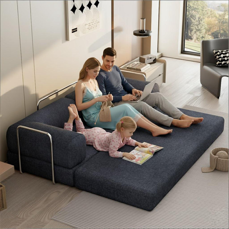 3 Seater Sofa & Chaise, Chenille, Blue