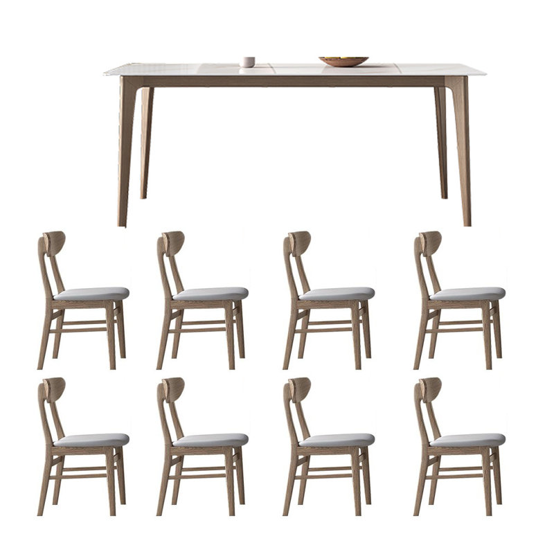 Table de salle à manger et chaise rustique en frêne blanc, H 29,52 po x L 78,74 po x l 39,37 po