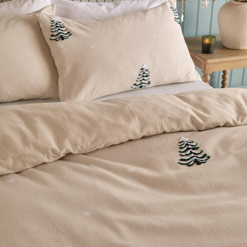furn. Pine Tree Cotton Duvet Cover Set with Pillowcases, Double Duvet Cover + 2 Standard Pillowcases