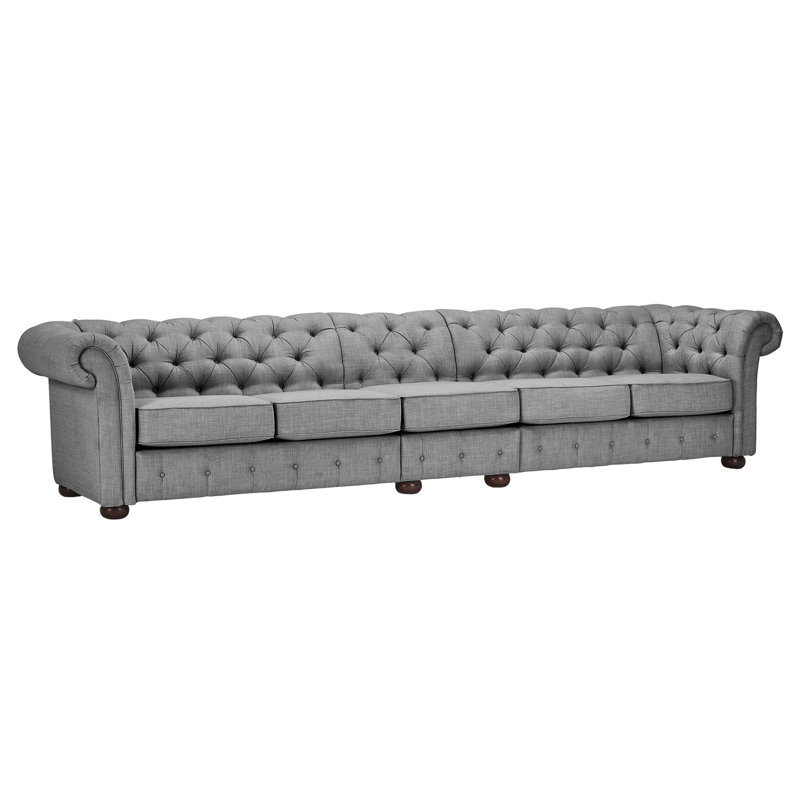 Huskins Upholstered 164.8'' Sofa, Pewter Gray Linen