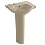 Veer™ Ceramic Pedestal Bathroom Sink with Overflow