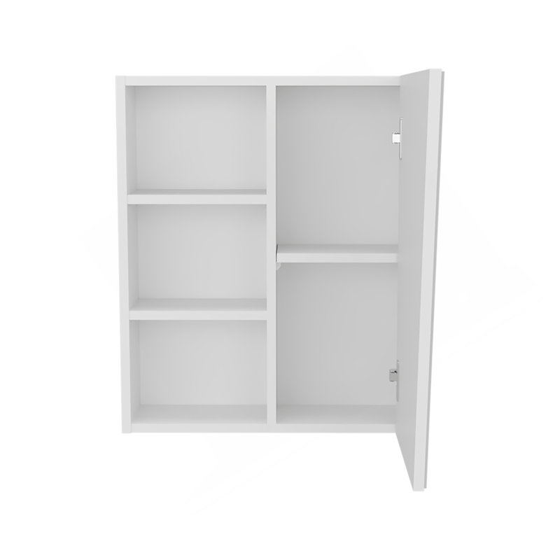 Pharmacie, 1 porte, 5 tablettes, 1 miroir, blanc
