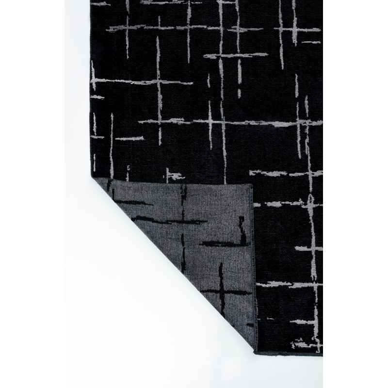 Rapture Gray/Black Geometric Luxury Area Rug, Rectangle 7'10" x 11'2"