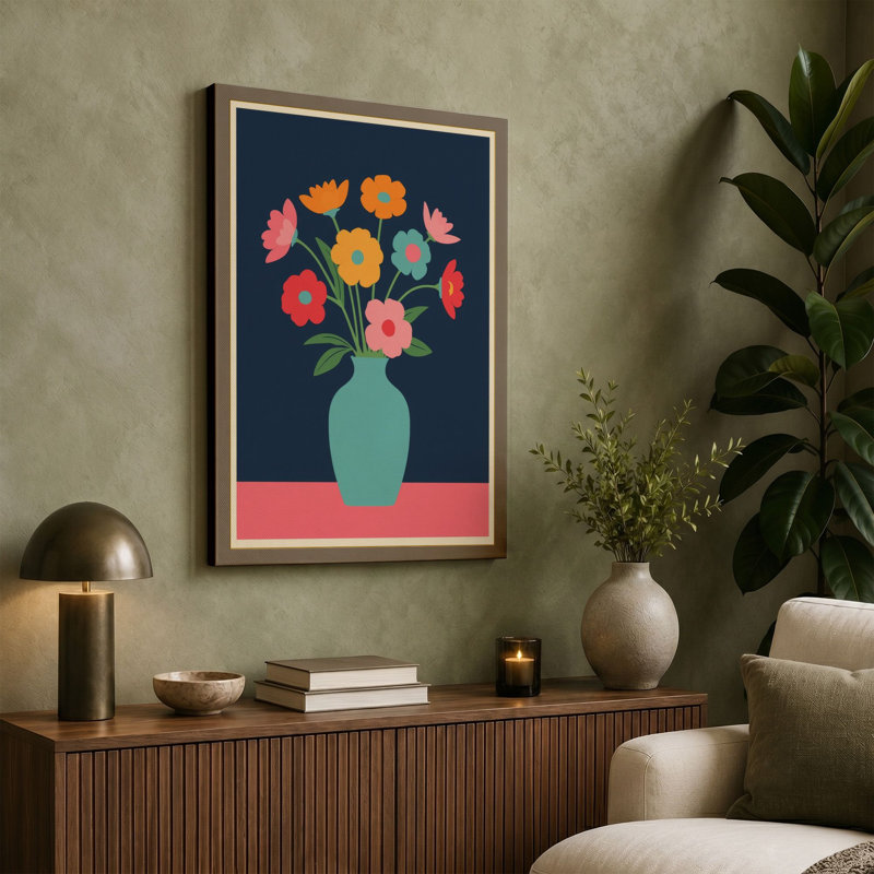 Blooms in Turquoise Modern - Wrapped Canvas, 18x12 - 45.7 x 30.5 cm, Sage Border