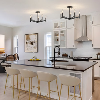 5-light Candle-style Semi Flush Mount Ceiling Light