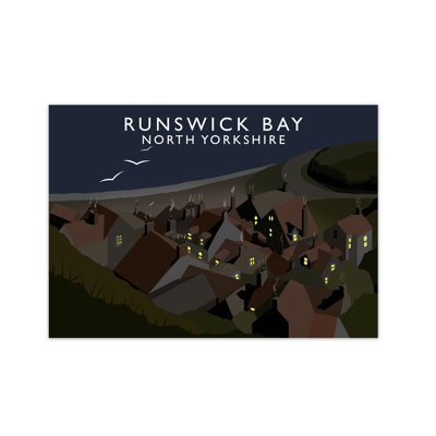 Runswick Bay North Yorkshire At Night by Richard O'Neill - No Frame Print