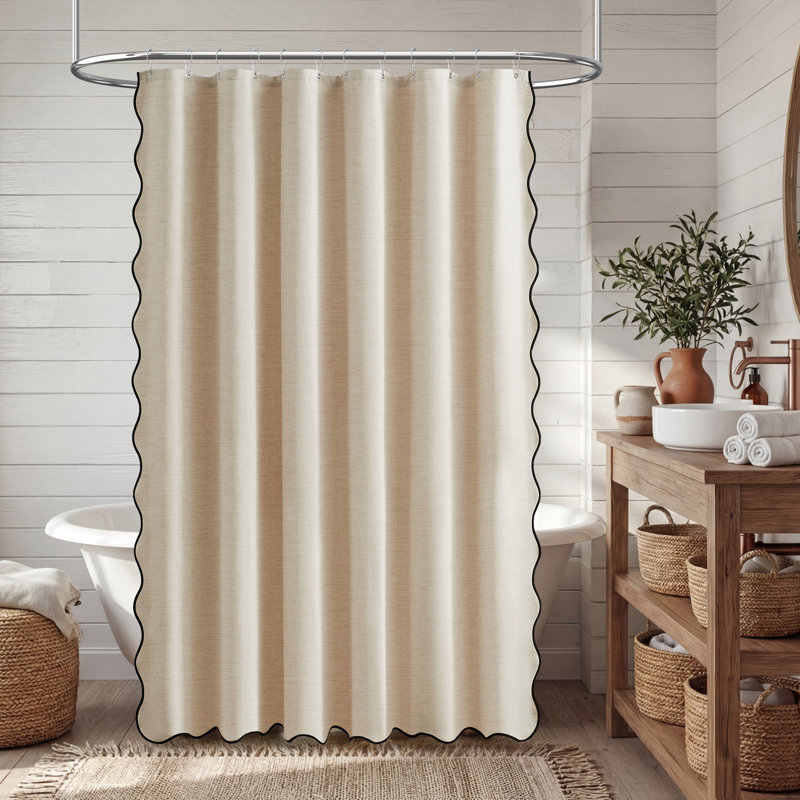 Rideaux de douche Boho Linen, H 72 po x l 72 po, Crème