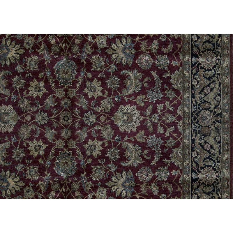 Tapis carré rouge et noir de haute qualité noué à la main