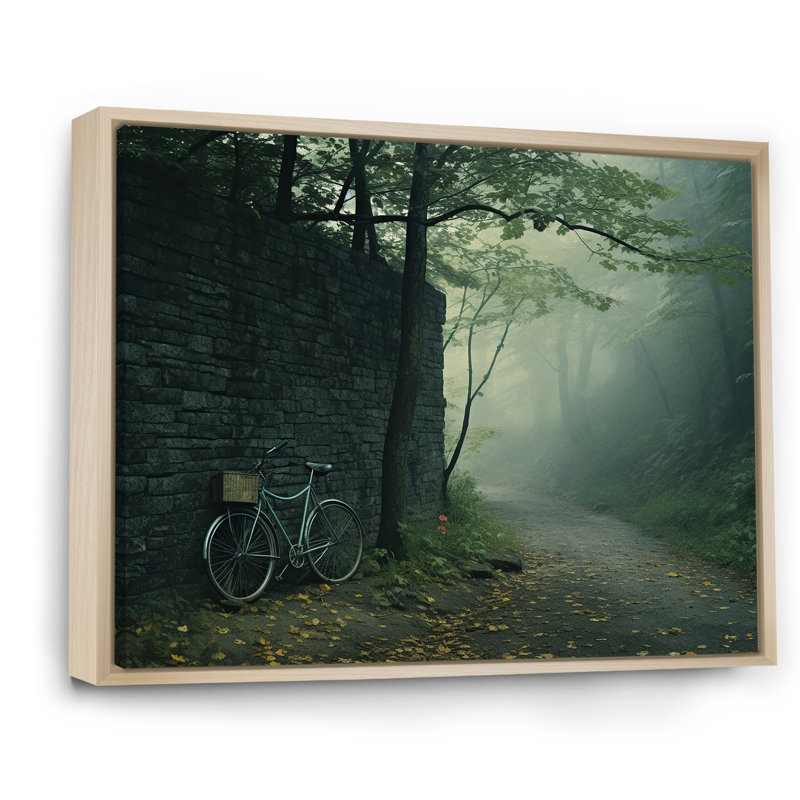 Bleu sarcelle Tour I - Vélo, art mural, salon, H 24 po x l 32 po x P 1 po, Cadre naturel flottant