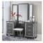 Tabouret de chambre à coucher moderne en gris avec bouton - siège en similicuir et mousse, siège de meuble-lavabo glamour en bois de taille 17 po x 19,71 po pour installation, taille, dimensions 17 po-1321003488-1321003489