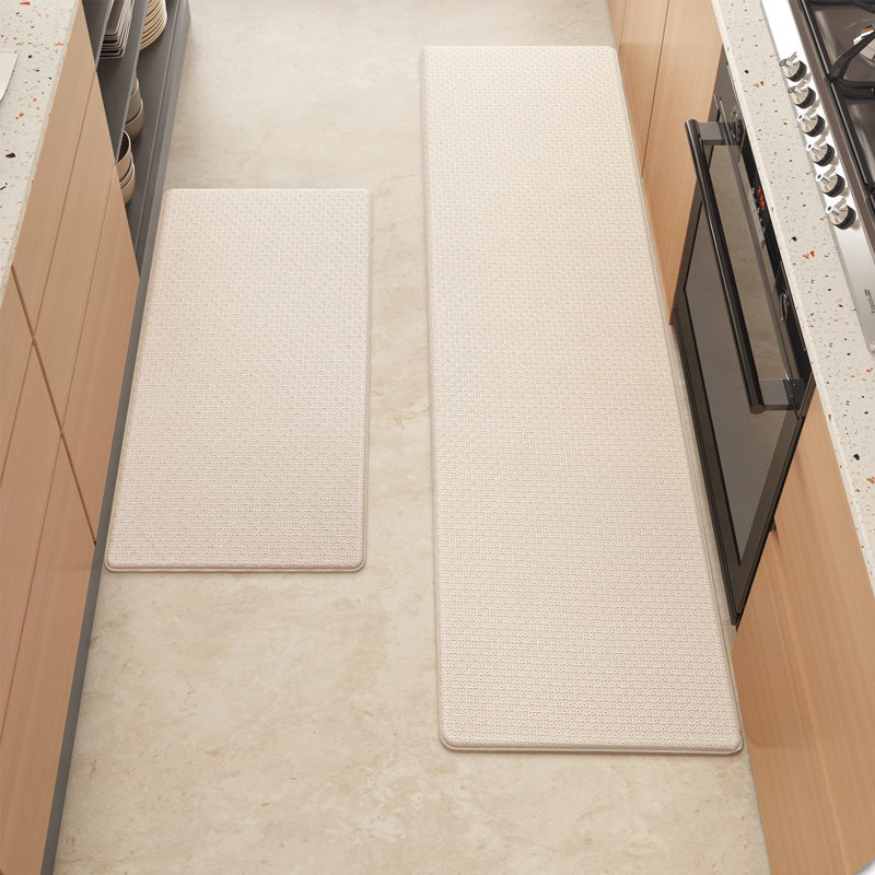 Agilmar Water Resistant Anti-Fatigue Non-Skid Kitchen Mat, Beige, Runner 1'4" x 6'6" & 1'4" x 2'4"